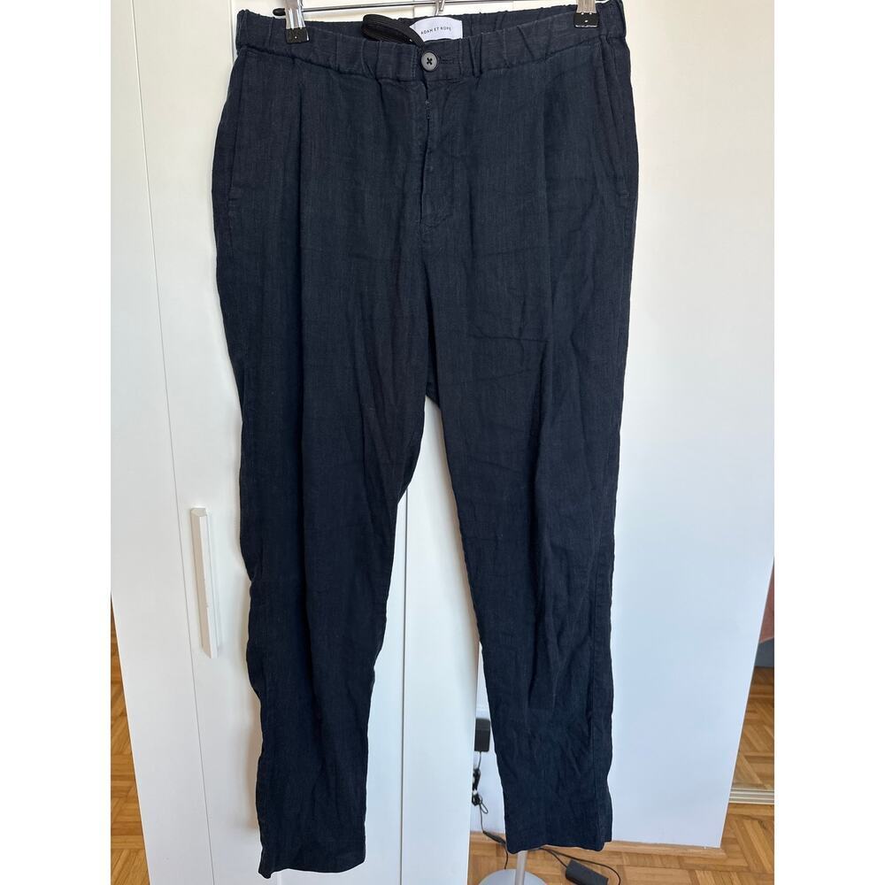 Adam et Rope Men's Linen Blend Navy Trouser Straight Leg Pants, Size L, EUC